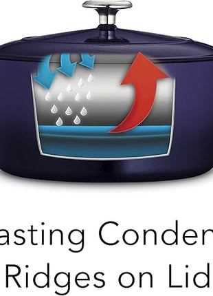 Tramontina Bestow Enameled Cast Iron Dutch Oven Pot with Lid, Round 5.5-quart, Blue