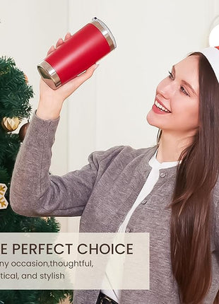 MEWAY 20oz Tumbler 12 Pack Double Wall Vacuum Insulated Travel Mug Bulk, Stainless Steel Tumblers with Lid and Straw, Powder Coated Coffee Cups for Cold & Hot Drinks (Red, Set of 12)