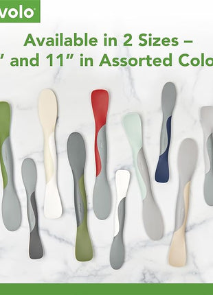 Tovolo Mini Scoop and Spread Tool for Kitchen Meal Prep Small Sandwich Spreader Spatula for Peanut Butter Jelly, Silicone BPA Free Dishwasher Safe Scooper Spreader, Thyme Green and Charcoal Gray