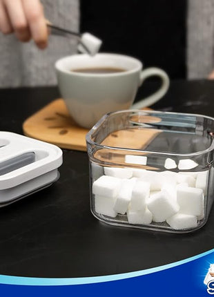 MR.SIGA 4 Pack Airtight Food Storage Container Set, BPA Free Kitchen Pantry Organization Canisters, One-handed Airtight Cereal Snack Candy Storage Containers, 360ml / 12.2oz, Small, White