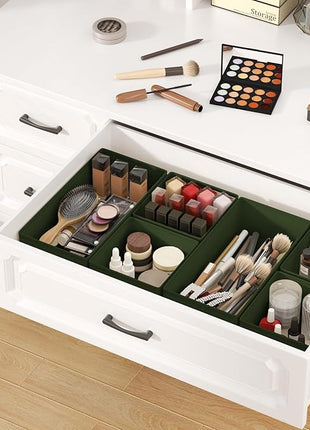 DIMJ Drawer Organizer Clothes, 12 Pack Dresser Organizer, Foldable Closet Organizers and Storage, Fabric Dresser Bins, Drawer Dividers for Nursery, Baby Clothes, Underwears, Sock (Green)