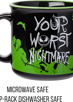 Silver Buffalo Disney The Nightmare Before Christmas Your Worst Nightmare Featuring Jack Skellington Ceramic Camper Mug, 20 Ounces
