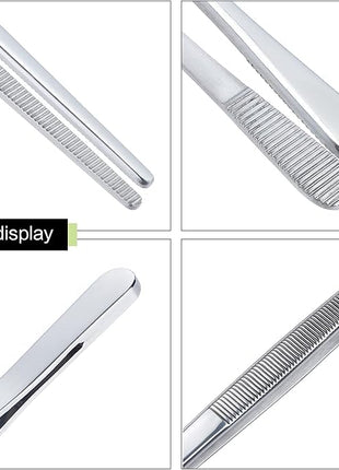 MSY BIGSUNNY Stainless Steel Food Tweezers Multi-function Cooking Tongs Kitchen Serving Tong (12" Round & 12" Pointed Tweezers)