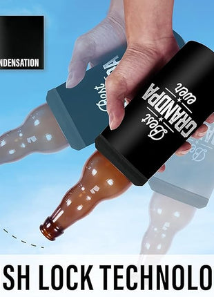 SANDJEST 4-in-1 Grandpa Tumbler Gifts for Papa from Grandkids - 12oz Best Grandpa Ever Can Cooler Tumblers Cup - Stainless Steel Insulated Cans Coozie Christmas, Birthday, Father's Day Gift for Papas