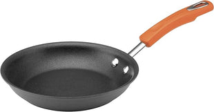 Rachael Ray Brights Hard Anodized Nonstick Frying Pan / Fry Pan / Hard Anodized Skillet - 8.5 Inch, Gray with Orange Handles