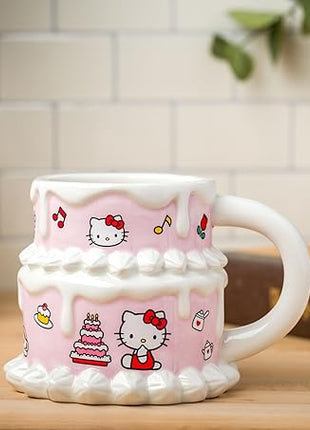 Silver Buffalo Sanrio Hello Kitty Cake Ceramic 3D Sculpted Mug, 20 Ounces