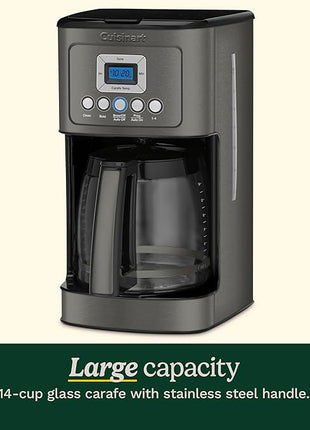 Cuisinart 14-Cup Coffee Maker, Programmable PerfecTemp Glass Carafe Coffee Machine with 1-4 Cup Setting, Brew Strength Control and Brew Pause, Stainless Steel, DCC-3200BKSNAS, Black
