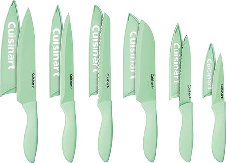 Cuisinart 12-Piece Kitchen Knife Set, Advantage Color Collection with Blade Guards, Pistachio