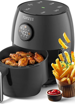 2.1Qt Small Air Fryer - Compact Digital Mini Airfryer with 7-in-1 Presets, 98% Less Oil, Adjustable Temperature & Timer, Shake Reminder, Nonstick, BPA-Free, Dishwasher Safe, Fast & Crispy Cooking