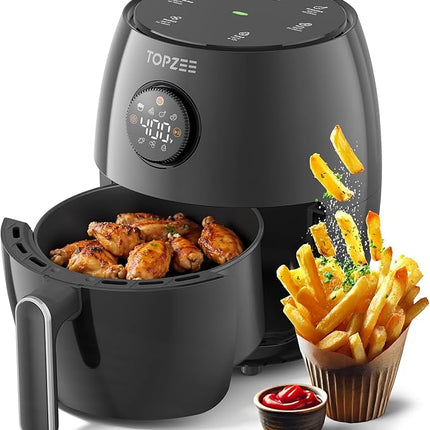 2.1Qt Small Air Fryer - Compact Digital Mini Airfryer with 7-in-1 Presets, 98% Less Oil, Adjustable Temperature & Timer, Shake Reminder, Nonstick, BPA-Free, Dishwasher Safe, Fast & Crispy Cooking