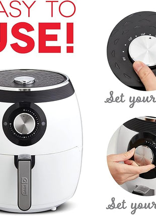 Dash Deluxe Electric Air Fryer + Oven Cooker with Temperature Control, Non-stick Fry Basket, Recipe Guide + Auto Shut Off Feature, 1700-Watt, 6 Quart - White