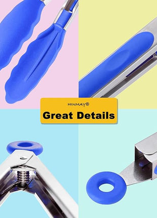9-Inch Cooking Tongs with Silicone Tips, Set of 3 (Blue)