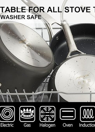 MsMk Nonstick Frying Pan, 12 InchTitanium and Diamond Non Stick Pan, Sturdy and Durable Skillet Nonstick, for Various Stove Type, Dishwasher Safe For Home Use