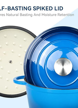 Miereirl 4.5 Quart Enameled Dutch Oven Pot with Lid, Cast Iron Dutch Oven with Dual Handles for Bread Baking, Cooking, Non-stick Enamel Coated Cookware (Dark Blue)