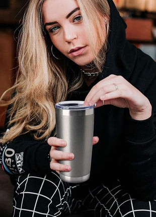 HASLE OUTFITTERS 20oz Tumblers Bulk Stainless Steel Cup with Lid Double Wall Vacuum Insulated Coffee Mug for Cold & Hot Drinks 1 Pack, Grey