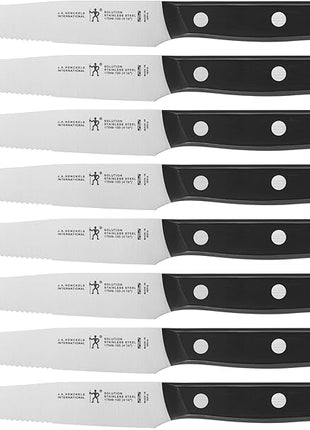 HENCKELS Solution Razor-Sharp Steak Knife Set of 8, German Engineered Informed by 100+ Years of Mastery,Black