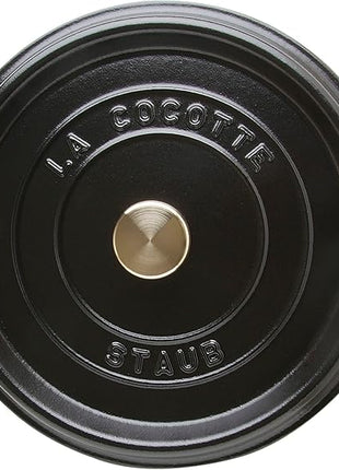 STAUB Cast Iron Roaster/Cocotte, Round, 6.7 L, Black, 28 cm