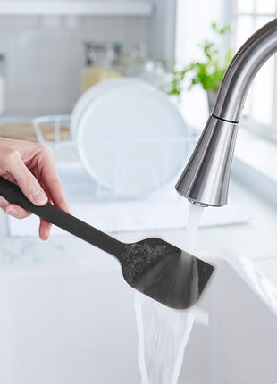 GreenPan Silicone 3 Piece Cooking Utensil Set, Fish Turner, Mixing Spatula, Solid Spoon, Flexible Nonstick Kitchen Tools Rigid Steel Core, Heat-Resistant Anti-Slip Handle BPA-Free Dishwasher Safe Gray