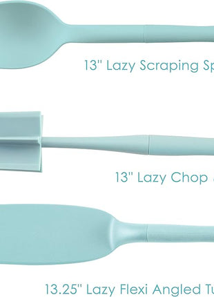 Rachael Ray Tools and Gadgets Lazy Crush & Chop, Flexi Turner, and Scraping Spoon Set / Cooking Utensils - 3 Piece, Light Blue