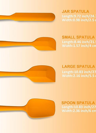 4 Piece Silicone Spatula Set, Flexible Heat Resistant Non-scratch Baking Cooking Rubber Spatulas with Stainless Steel Core, Orange