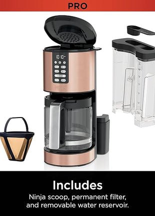Ninja Programmable XL 14-Cup Coffee Maker PRO with Permanent Filter, 2 Brew Styles Classic & Rich, Delay Brew, Freshness Timer & Keep Warm, Dishwasher Safe, Copper, DCM201CP