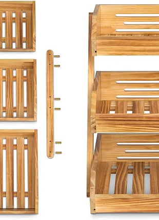 3 Tier Wooden Fruit Basket For Kitchen, Bread Vegetable Fruit Basket Bowl Stand, Farmhouse Fruit Bowl for Countertop, Large