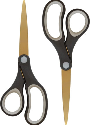 Westcott 55847 8-Inch Titanium-Bonded Scissors For Office and Home, Black/Gold, 2 Pack