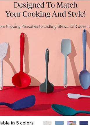 GIR: Get It Right 5-Piece Silicone Ultimate Kitchen Utensils Set - Ladle, Spatula, Flip, Spoon & Spoonula - Non-Toxic Cooking Utensils for Nonstick Cookware, Cooking and Baking - Black