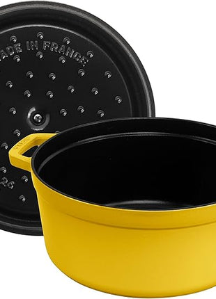 Staub Cast Iron Round Cocotte, Dutch Oven, 5.5-quart, serves 5-6, Made in France, Citron