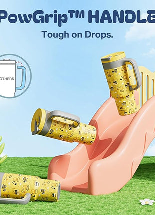 24 oz Stainless Steel Cup with Handle for Preschooler: BPA-Free, Lid with Straw, Easy to Clean, Car Cupholder Friendly, Insulated Tumbler for Playtime, Sports, Summer Camp, Vacation, Gift (Dig It Up)