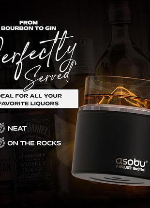 asobu Whiskey Glass with Insulated Stainless Steel Sleeve, 10.5 ounces (Smoke)
