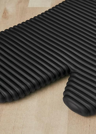 KITCHENAID Ribbed Soft Silicone Oven Mitt 2-Pack Set, Matte Black, 7.5"x13"