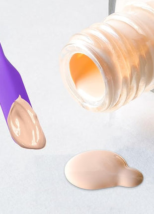 4pcs Mini Silicone Spatula Set, 3 Size Makeup Spatula Small Rubber Spatula for Thin Jar Skinny Openings Bottles, Tiny Scraper for Kitchen and Cosmetic, Multipurpose Scraping Mixing Tools (Purple)