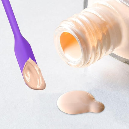 4pcs Mini Silicone Spatula Set, 3 Size Makeup Spatula Small Rubber Spatula for Thin Jar Skinny Openings Bottles, Tiny Scraper for Kitchen and Cosmetic, Multipurpose Scraping Mixing Tools (Purple)