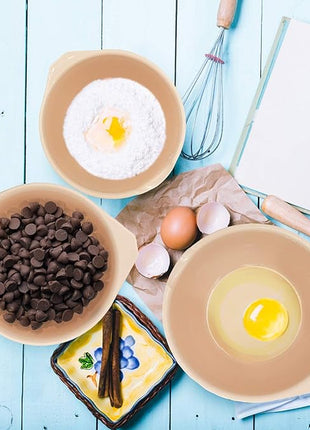 GLAD Mixing Bowls with Pour Spout| Nesting Design Saves Space | Non-Slip, BPA Free, Dishwasher Safe Plastic | Kitchen Cooking and Baking Supplies, Blush, 3 piece set