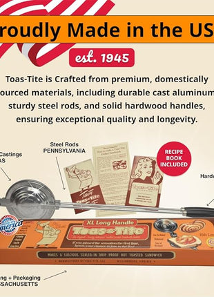 Long Handled Sandwich Grill, Pie Iron, Panini & Sandwich Press for Toasted & Sealed Hot Pocket Sandwiches, Pies - Best for Stovetop, Grill, Fire pits