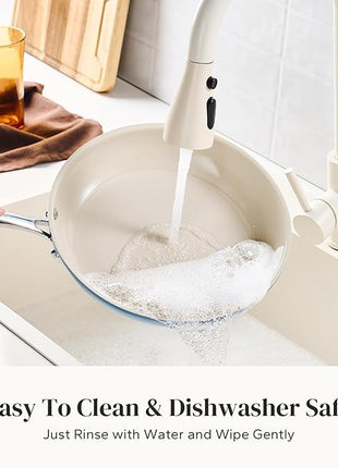 Redchef Non Stick Ceramic Frying Pan Set, Non Toxic Ceramic Pans for Cooking, 8" 9.5" 11" Skillet Set, No PFAS & PTFE & PFOA with Stainless Steel Handle, Dishwasher & Oven Safe Max up to 842°F (Blue)