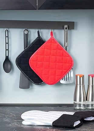 Pot Holders Cotton Made Machine Washable Heat Resistant Potholder, Pot Holder, Hot Pads, Trivet for Cooking and Baking (5, Red)