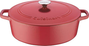 Cuisinart Chef's Classic Enameled Cast Iron Oval Covered Casserole (Peony Pink, 7- Quart)