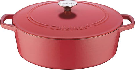 Cuisinart Chef's Classic Enameled Cast Iron Oval Covered Casserole (Peony Pink, 7- Quart)