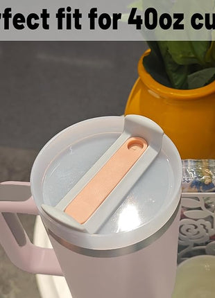40 OZ Tumbler Lid Replacement - 2 Pack Spill Proof Covers for Stanley Travel Tumbler (Opaque - Rose Quartz)