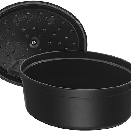 Staub La Cocotte Oval 40509-319 Pico Cocotte Oval Black 12.2 inches (31 cm) Large Two-Handed Cast Enameled Pot, Induction Compatible