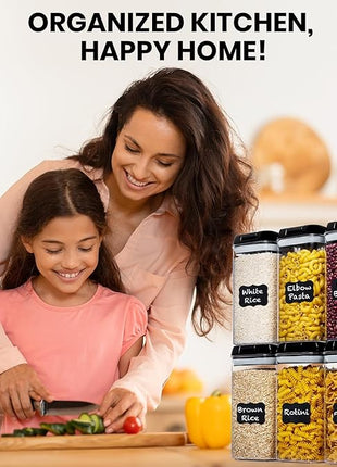 Shazo Airtight Food Storage Containers with Lids - 6 PC BPA Free Clear Plastic Cereal Containers with Easy Lock Lids for Kitchen and Pantry Organization for Snacks and Pasta - 1.2L