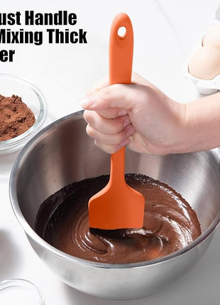 4-Piece Silicone Spatula Scrapers: Doosu 600°F Heat Resistant Food Grade Kitchen BPA Free Rubber Baking Cooking Tool Nonstick Utensil Set for Mixing, Scraping, Folding, Stirring, Serving (Multi-5)