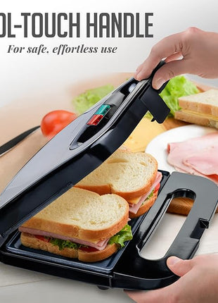 OVENTE Electric Panini Press Grill with Nonstick Plates, LED Indicator Lights, Thermostat Control, Cool Touch Handle, Compact Sandwich Maker Perfect for Cooking Breakfast, Snacks & More, Black GP0401B
