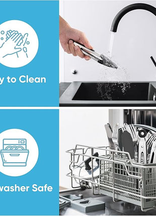 7-Inch Silicone Tongs Pack of 3, Small Tongs with Silicone Tips for Cooking, Barbecue, Buffet Serving (7", Black/Grey/White)