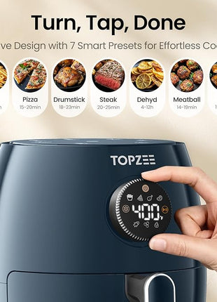 Small Compact Air Fryer, 2.1QT, 4-in-1 Small Mini Airfryer, Bake, Roast, Reheat, 98% Less Oil, Adjustable Temperature Control w/ 60min Timer, Quiet, Nonstick & Dishwasher Safe, BPA-Free, Dark Blue