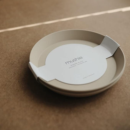 mushie Round Dinnerware Plates for Kids | Made in Denmark, Set of 2 (Vanilla)