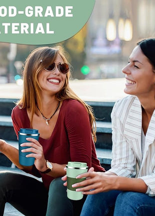 Insulated Coffee Tumblers with Flip Lid 12oz / 17oz, Stainless Steel Travel Coffee Mug Leak Proof, Vacuum Insulated Coffee Mug Reusable Cup, Keeps Cold and Hot for Coffee Tea