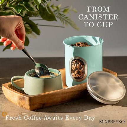Mixpresso 3-Piece Aqua Blue Canisters Sets For The Kitchen, Airtight Canister Set With See Through Window, Storage Jars for Coffee Container, Tea Organizer & Sugar Canister, Kitchen Canisters